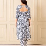 NUD Women Floral Printed Square Neck A-Line Regular Kurta