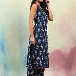 Khushal K Ethnic Motifs Printed V-Neck Sleeveless Pure Cotton Kurta with Palazzo & Dupatta