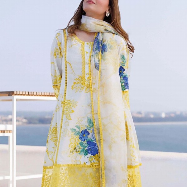 Royal Export Women Embroidered Floral Printed  i Style Kurta with Trouser & Dupatta