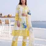 Royal Export Women Embroidered Floral Printed  i Style Kurta with Trouser & Dupatta