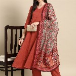 anayna  Anarkali Pure Cotton Kurta With Trousers & Dupatta