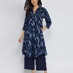 Pink Fort Women Geometric Printed Pure Cotton A-Line Kurta with Trouser