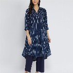 Pink Fort Women Geometric Printed Pure Cotton A-Line Kurta with Trouser