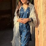 VredeVogel Ethnic Motifs Embroidered Thread Work Kurta With Trousers & Dupatta