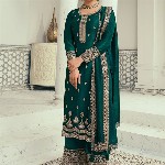 Seerat Ethnic Motifs Embroidered Sequinned Silk Georgette Kurta with Palazzo & Dupatta