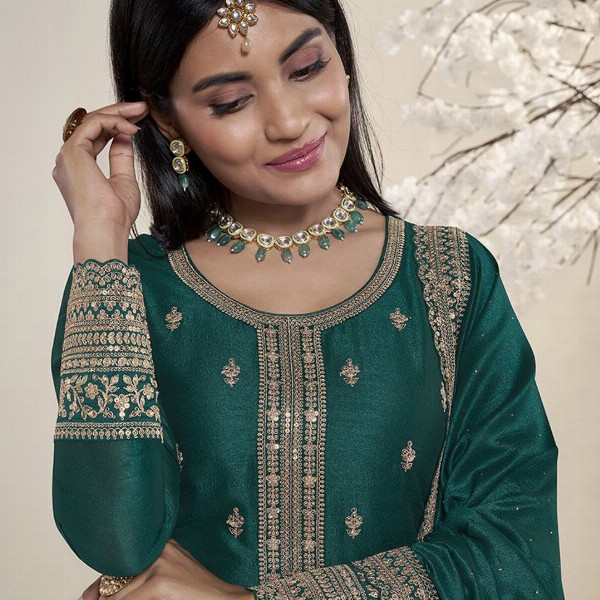 Seerat Ethnic Motifs Embroidered Sequinned Silk Georgette Kurta with Palazzo & Dupatta