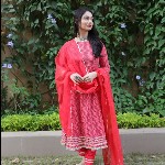 KAHVA Leheriya Printed Empire Gotta Patti Pure Cotton Kurta with Trousers & With Dupatta