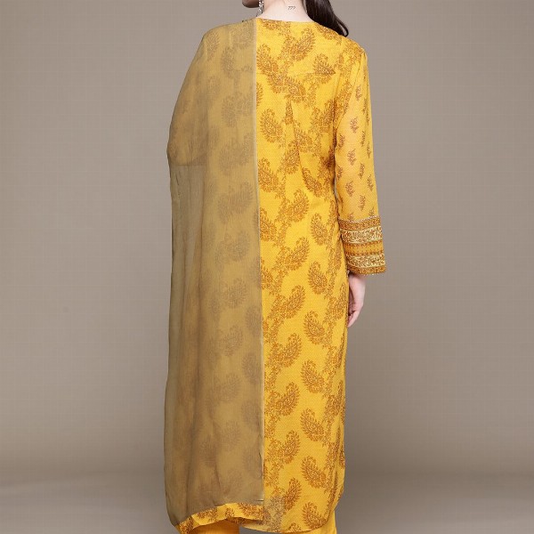 aarke Ritu Kumar Women Printed Regular Thread Work Kurta with Trousers & With Dupatta