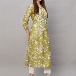GoSriKi Floral Embroidered Thread Work Regular Kurta