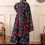 KALINI Floral Printed Anarkali Kurta With Trousers And Dupatta