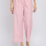 Pink Fort Luxe-Textured Cotton Solid Kurta Set - Pink