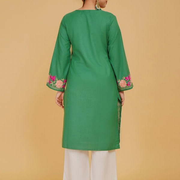 HOUSE OF KARI Women Ethnic Motifs Embroidered Aari Work Straight Kurta