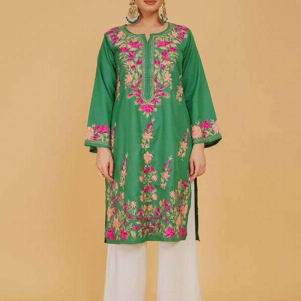HOUSE OF KARI Women Ethnic Motifs Embroidered Aari Work Straight Kurta