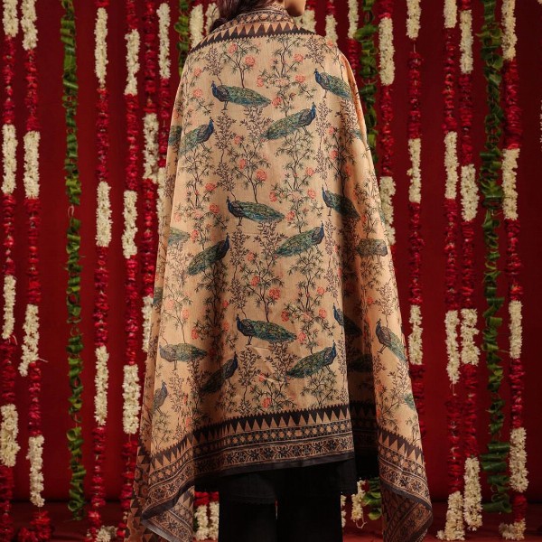 anayna Black & Orange Geometric Woven Design Cotton Anarkali Kurta with Trousers & Dupatta