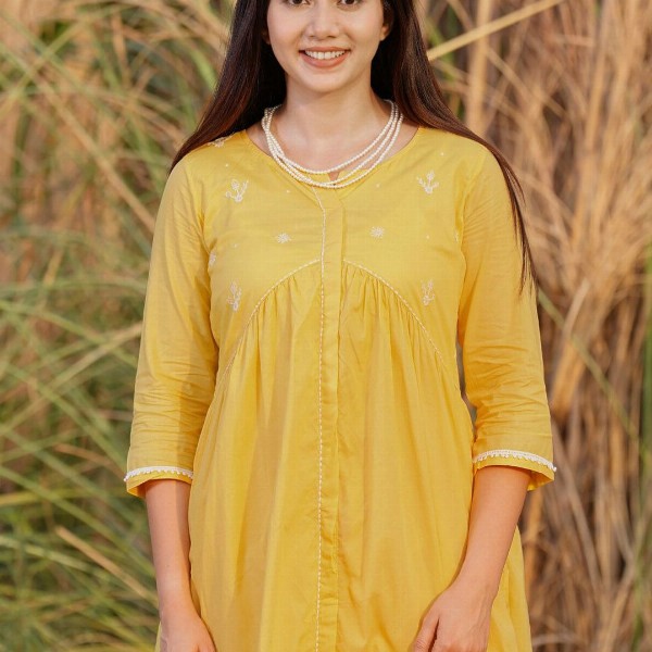 zuri Women Embroidered Regular Pure Cotton Kurta with Trousers