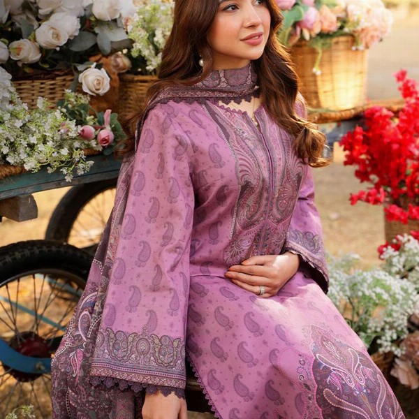 KALINI Ethnic Motifs Printed Notch Neck Straight Kurta With Trousers And Dupatta