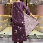 GoSriKi Floral Printed Round Neck Anarkali Kurta With Trousers & Dupatta