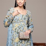 aarke Ritu Kumar Floral Printed Regular Kurta with Trousers & With Dupatta