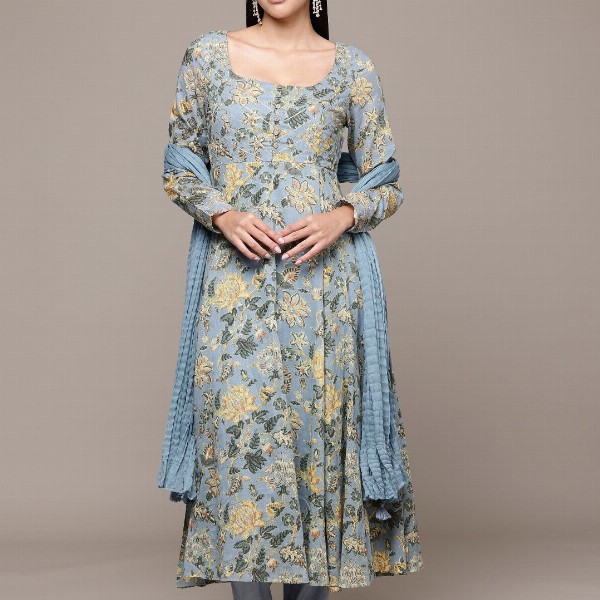 aarke Ritu Kumar Floral Printed Regular Kurta with Trousers & With Dupatta