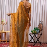 Mitera Beads and Stones Satin Saree