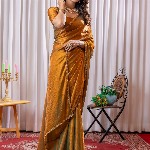 Mitera Beads and Stones Satin Saree