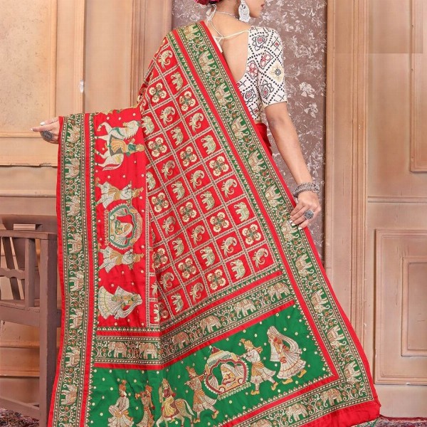 CRAFTYSTYLES Kalamkari Silk Blend Saree