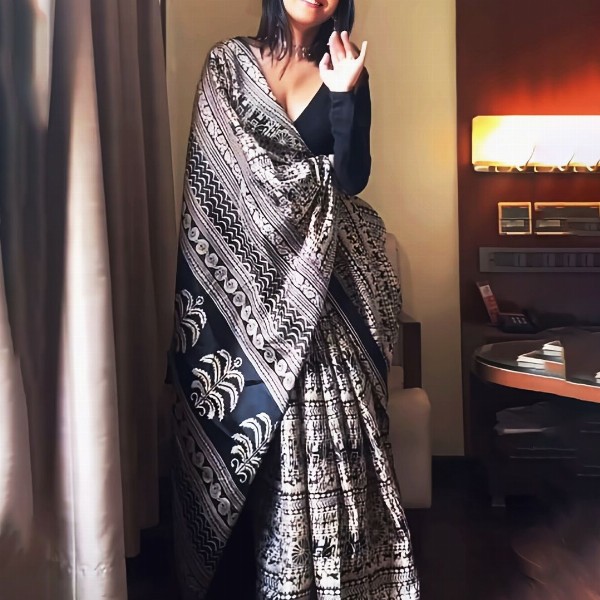 KALINI Kalamkari Printed Block Print Saree
