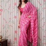 Ode by House of Pataudi Leheriya Poly Georgette Ready to Wear Saree