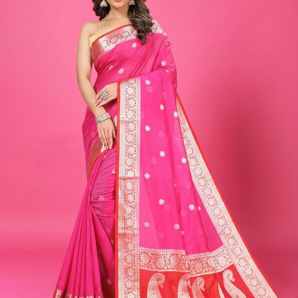 CRAFTYSTYLES Woven Design Zari Pure Chiffon Banarasi Saree