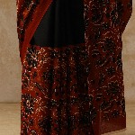 Moara Floral Pure Cotton Bagru Saree with Unstiched Blouse