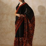 Moara Floral Pure Cotton Bagru Saree with Unstiched Blouse