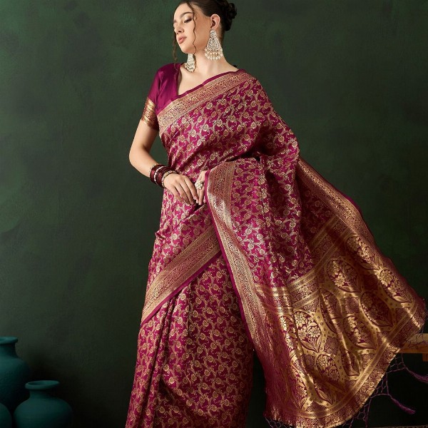 Sangria Woven Design Saree With Blouse Piece