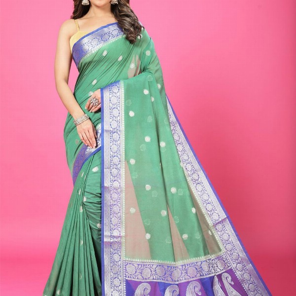 CRAFTYSTYLES Woven Design Zari Pure Chiffon Banarasi Saree