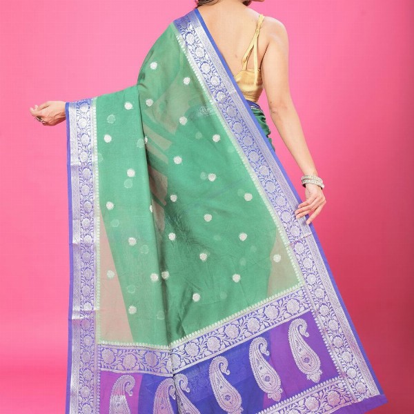 CRAFTYSTYLES Woven Design Zari Pure Chiffon Banarasi Saree