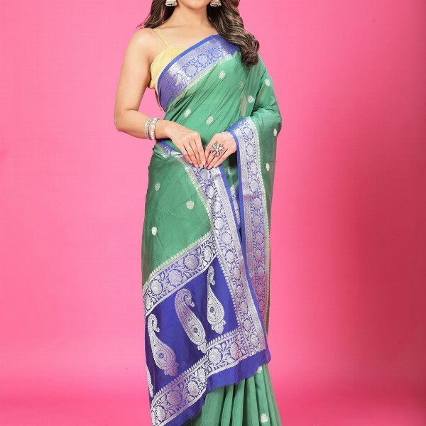 CRAFTYSTYLES Woven Design Zari Pure Chiffon Banarasi Saree