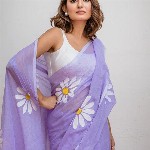 VILLAGIUS Floral Printed Pure Cotton Saree