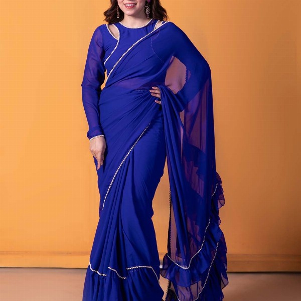 NUD Embellished Ruffles Saree