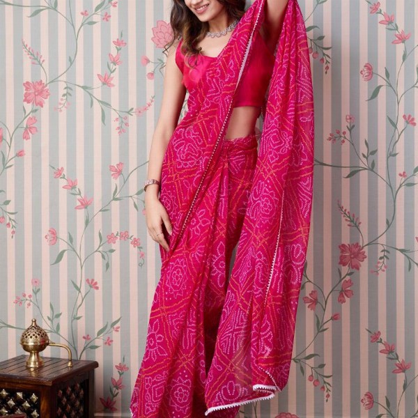 Ode by House of Pataudi Bandhani Gotta Patti Ready to Wear Saree