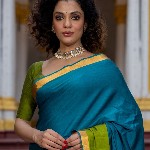 Suta Blue Color Cotton Blend Saree.