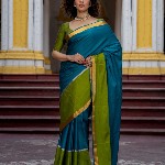 Suta Blue Color Cotton Blend Saree.