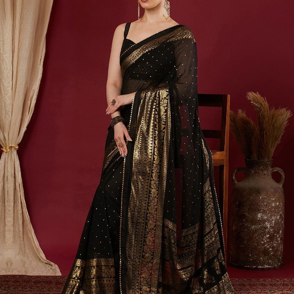 KALINI Women Woven Design Saree With Unstiched Blouse Piece