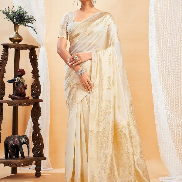 KALINI Woven Design Banarasi Saree With Blouse Piece
