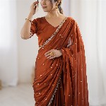 Saree mall Embellished Sequinned Floral Pure Georgette Saree