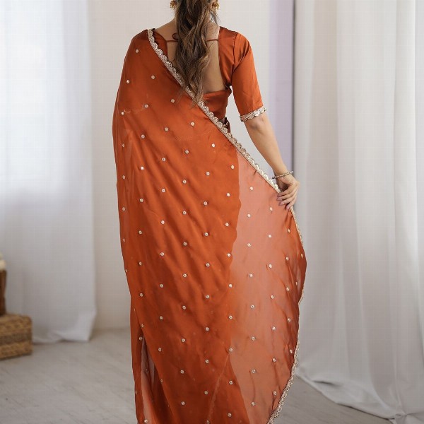 Saree mall Embellished Sequinned Floral Pure Georgette Saree