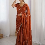 Saree mall Embellished Sequinned Floral Pure Georgette Saree