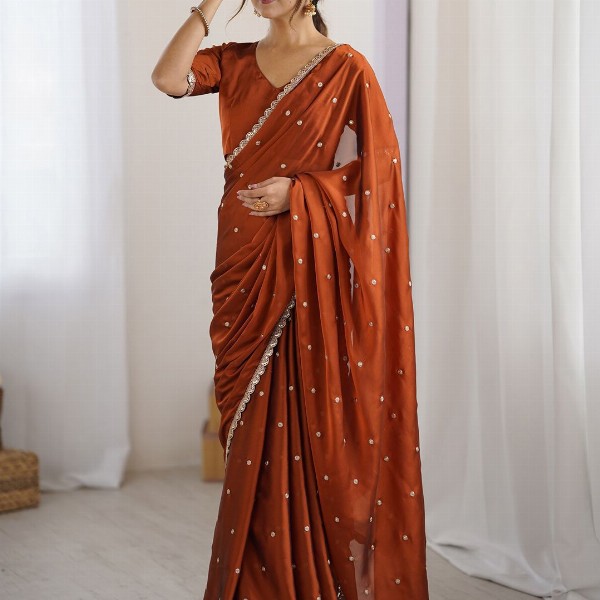 Saree mall Embellished Sequinned Floral Pure Georgette Saree