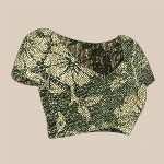 Mitera Green & Gold-Toned Floral Zari Pure Chiffon Saree