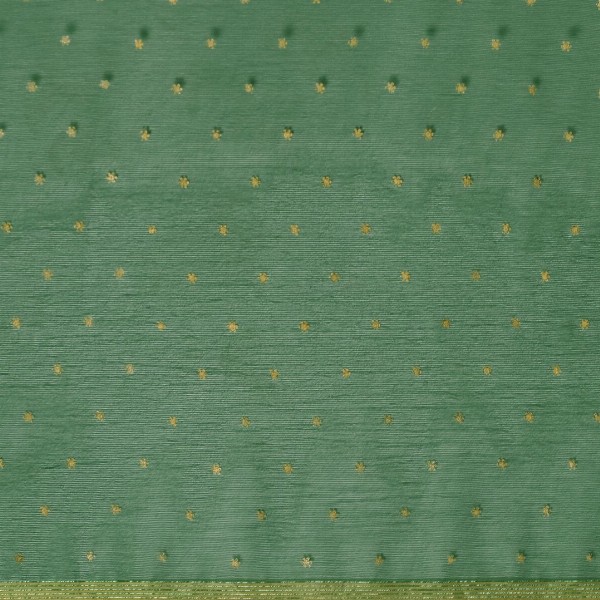 Mitera Green & Gold-Toned Floral Zari Pure Chiffon Saree