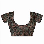 Sangria Charcoal & Pink Floral Printed Satin Saree