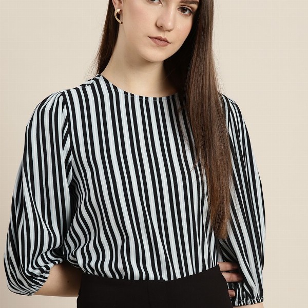 her by invictus Striped Puff Sleeves Top